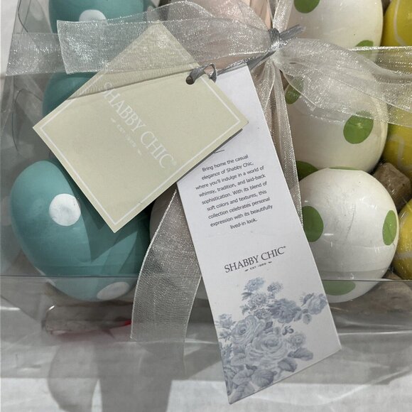 Shabby Chic Easter Eggs Pastel Colors Polka Dot Tray Spring Farmhouse Decor - Picture 3 of 5